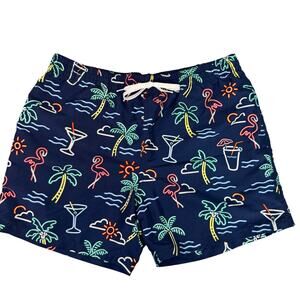 Chubbies Neon Lights Swim Trunks Bathing Suit Mens Large Tropical Palm Trees